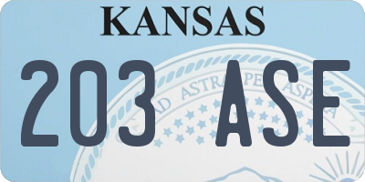 KS license plate 203ASE