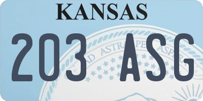 KS license plate 203ASG
