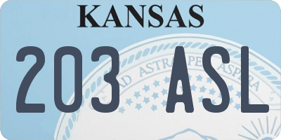 KS license plate 203ASL
