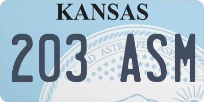 KS license plate 203ASM
