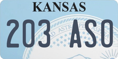 KS license plate 203ASO