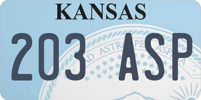 KS license plate 203ASP