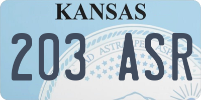 KS license plate 203ASR