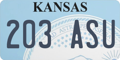 KS license plate 203ASU
