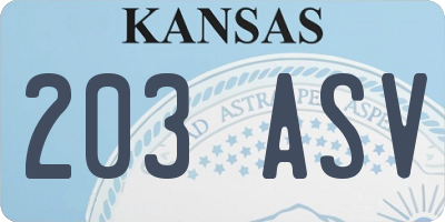 KS license plate 203ASV