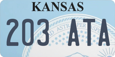 KS license plate 203ATA