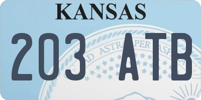 KS license plate 203ATB