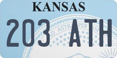 KS license plate 203ATH