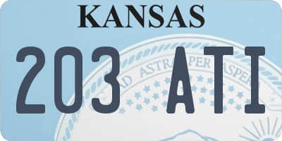 KS license plate 203ATI