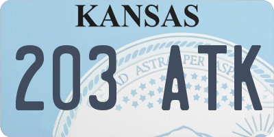 KS license plate 203ATK