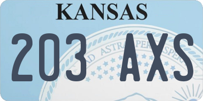 KS license plate 203AXS