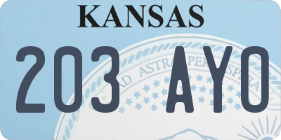 KS license plate 203AYO