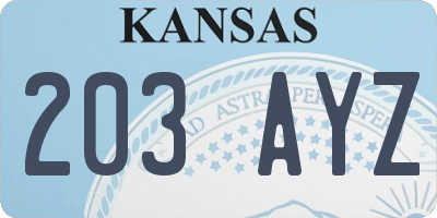 KS license plate 203AYZ