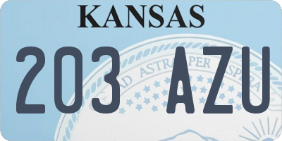 KS license plate 203AZU