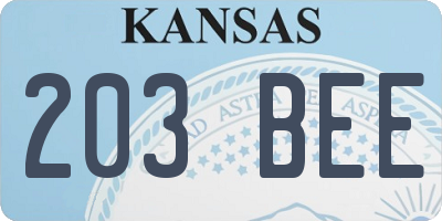 KS license plate 203BEE