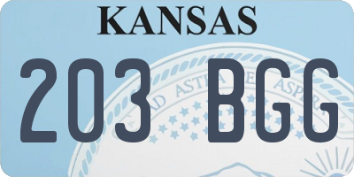 KS license plate 203BGG