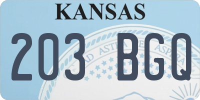 KS license plate 203BGQ