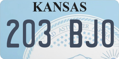 KS license plate 203BJO