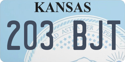 KS license plate 203BJT