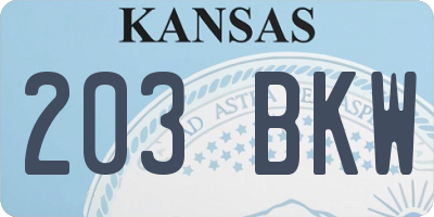 KS license plate 203BKW
