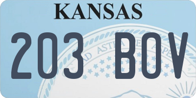 KS license plate 203BOV