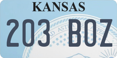 KS license plate 203BOZ