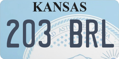 KS license plate 203BRL