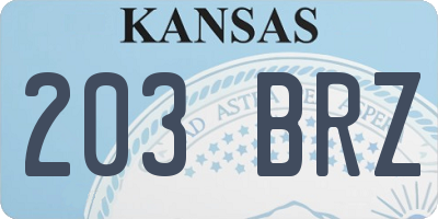 KS license plate 203BRZ