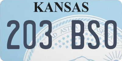 KS license plate 203BSO