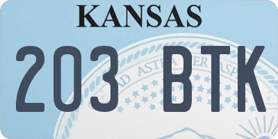 KS license plate 203BTK