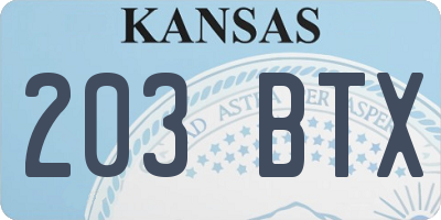 KS license plate 203BTX