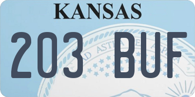 KS license plate 203BUF