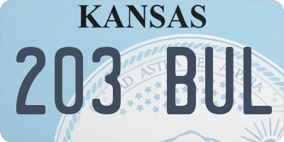 KS license plate 203BUL