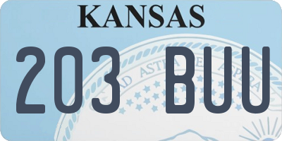 KS license plate 203BUU