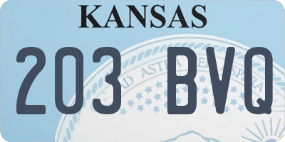 KS license plate 203BVQ