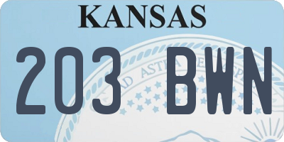 KS license plate 203BWN