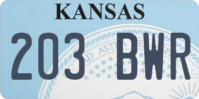 KS license plate 203BWR