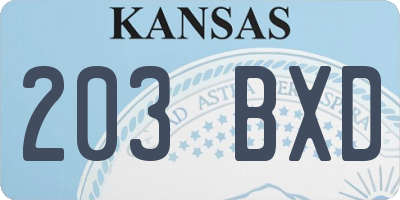 KS license plate 203BXD