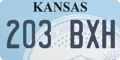 KS license plate 203BXH