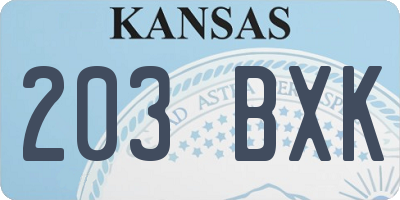KS license plate 203BXK
