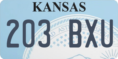 KS license plate 203BXU