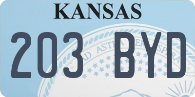 KS license plate 203BYD