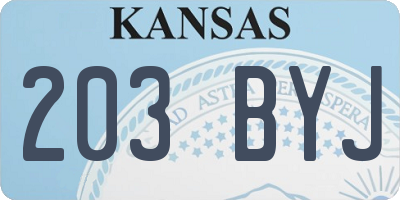 KS license plate 203BYJ