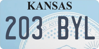 KS license plate 203BYL