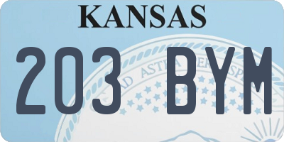 KS license plate 203BYM