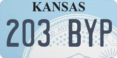 KS license plate 203BYP