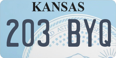 KS license plate 203BYQ