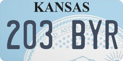 KS license plate 203BYR