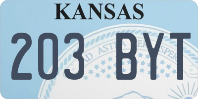 KS license plate 203BYT