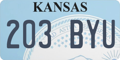 KS license plate 203BYU